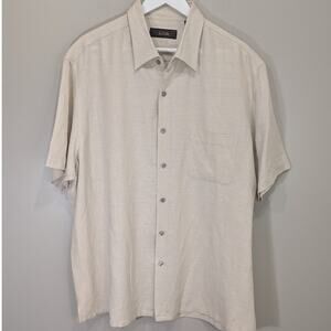 Tasso Elba Silk Linen Shirt Short Sleeve Button Down Resort Classic Sz XXL